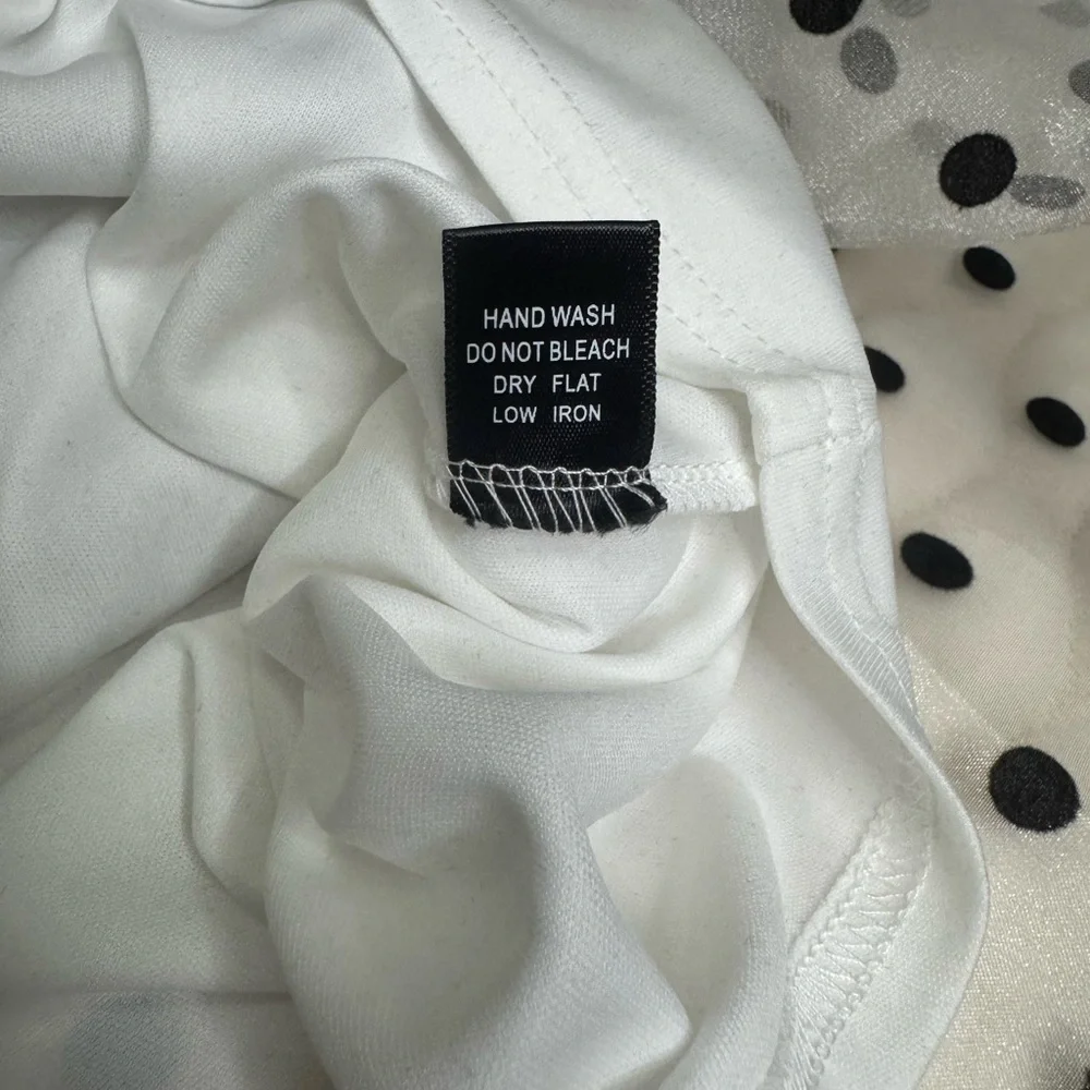Melograno Rico White Sheer Blouse with Black Polka Dots & White Tank - Picture 9 of 10